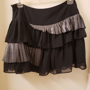 Black and silver tiered mini skirt